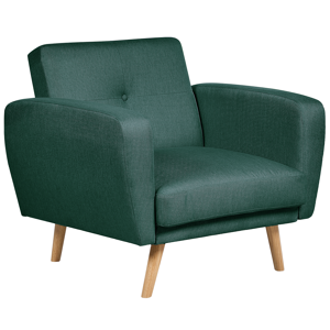 Beliani Armchair Green Fabric Wooden Legs Modern Minimalistic Living Room Material:Polyester Size:85x82x89