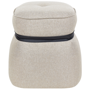 Beliani Pouffe Beige Linen Round 45 x 45 x 44 cm Footstool Accent Upholstery Modern Living Room Bedroom Furniture Material:Linen Size:45x44x45