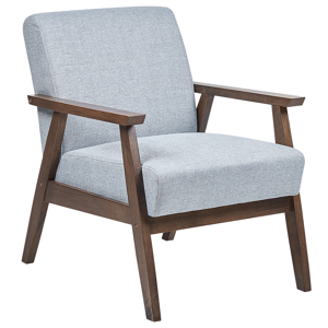Beliani Armchair Light Grey Polyester Fabric Upholstery Retro Design Wooden Frame Armrests Living Room Material:Polyester Size:80x80x62