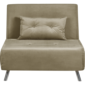 Beliani Sofa Bed Olive Green Velvet Fabric Upholstery Single Sleeper Fold Out Chair Bed with Cushion Modern Design Material:Velvet Size:87/191x89x100