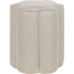 Beliani Pouffe Beige Linen Round 39 x 34 x 45 cm Footstool Accent Upholstery Modern Living Room Bedroom Furniture Material:Linen Size:34x45x39