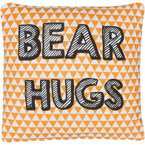 Beliani Kids Cushion Orange Cotton 40 x 40 cm Bear Hugs Print Triangle Pattern Square Shape Children Room Material:Cotton Size:40x12x40