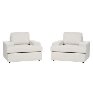 Beliani Set of 2 Armchairs Light Beige Fabric Upholstered Cushioned Thickly Padded Backrest Classic Living Room Couch Material:Polyester Size:103x85x108