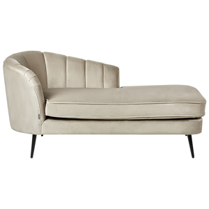 Beliani Chaise Lounge Beige Velvet Upholstery Black Metal Legs Left Hand Modern Design Living Room Furniture Material:Velvet Size:76x75x150