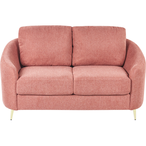 Beliani Sofa Pink Fabric Upholstery Gold Legs 2 Seater Loveseat Retro Material:Polyester Size:86x88x153