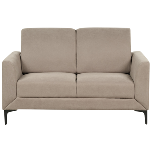 Beliani Sofa Taupe Fabric Polyester Upholstery Black Legs 2 Seater Loveseat Retro Style Living Room Furniture Material:Polyester Size:75x90x142