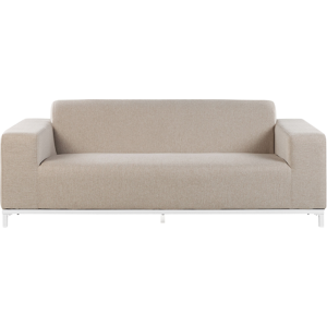 Beliani Garden Sofa Beige Fabric Upholstery White Aluminium Legs Indoor Outdoor Furniture Weather Resistant Outdoor Material:Polyester Size:84x68x186