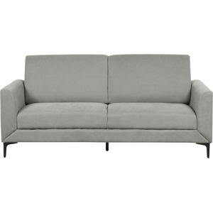 Beliani Sofa Grey Fabric Polyester Upholstery Black Legs 3 Seater Retro Style Living Room Furniture Material:Polyester Size:75x90x188