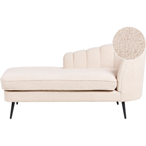 Beliani Chaise Lounge Light Beige Boucle Upholstery Black Metal Legs Right Hand Modern Design Living Room Furniture Material:Boucle Size:76x75x150