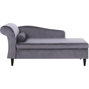 Beliani Chaise Lounge Grey Velvet Upholstery with Storage Left Hand with Bolster Material:Velvet Size:70x77x160