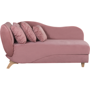 Beliani Left Hand Chaise Lounge in Pink Velvet with Storage Container Material:Velvet Size:72x77x156