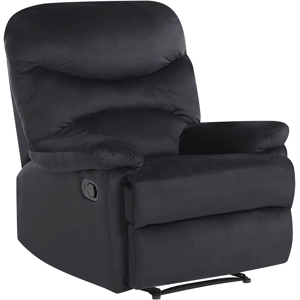 Beliani Recliner Chair Black Velvet Upholstery Push-Back Manually Adjustable Back and Footrest Retro Design Armchair Material:Velvet Size:90x103x85