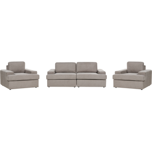 Beliani Sofa Set Taupe Fabric Upholstered 5 Seater with Armchair Cushioned Thickly Padded Backrest Classic Living Room Couch Material:Polyester Size:xx