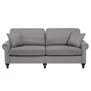 Beliani 3 Seater Sofa Grey Fabric Chesterfield Style Low Back Material:Polyester Size:76x84x195