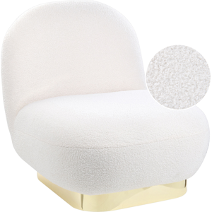 Beliani Armchair White Boucle Fabric Soft Gold Base Contemporary Glam Art Decor Style Material:Boucle Size:70x76x62