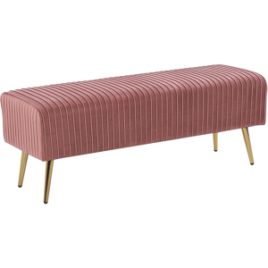 Beliani Bench Pink Velvet Upholstered Gold Metal Legs 118 x 40 cm Glamour Living Room Bedroom Hallway Material:Velvet Size:40x42x118