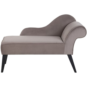 Beliani Chaise Lounge Taupe Velvet Upholstery Dark Wood Legs Right Hand Retro Material:Velvet Size:60x77x118