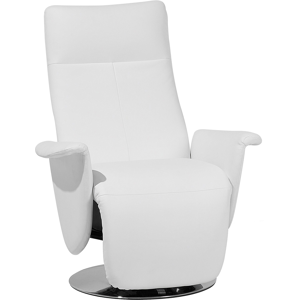 Beliani Reclining Armchair White Faux Leather Adjustable Back Metal Base Pull-Out Footstool High Back Minimalistic Modern Design Material:Faux Leather Size:80x113x82