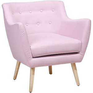 Beliani Armchair Pink Fabric Button Back Rubberwood Legs Modern Material:Polyester Size:54x84x71