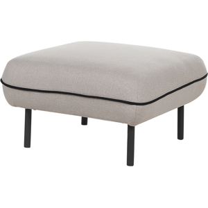 Beliani Ottoman Footstool Light Grey Fabric Upholstered Metal Black Legs Square Footstool Padded Black Decorative Edging Retro Glam Material:Polyester Size:68x42x68