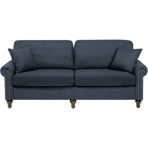 Beliani 3 Seater Sofa Dark Grey Chesterfield Style Low Back Material:Polyester Size:76x84x195