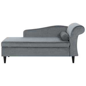 Beliani Chaise Lounge Light Grey Velvet Upholstery with Storage Right Hand with Bolster Material:Velvet Size:70x77x160