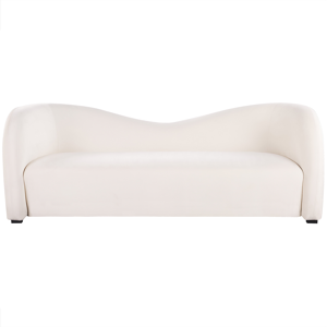 Beliani Sofa White Velvet 3 Seater Curved Shape Contemporary Design Modern Living Room Furniture Material:Velvet Size:90x75x205