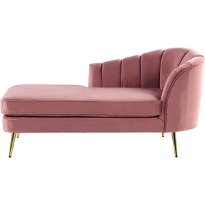 Beliani Chaise Lounge Pink Velvet Upholstery Gold Metal Legs Right Hand Material:Velvet Size:76x75x150