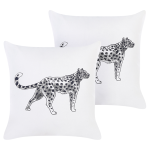 Beliani Set of 2 White Decorative Pillows Cotton 45 x 45 cm Animal Pattern Modern Traditional Living Room Bedroom Cushions Material:Cotton Size:45x10x45