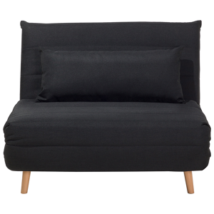 Beliani Small Sofa Bed Black Fabric 1 Seater Fold-Out Sleeper Armless Scandinavian Material:Polyester Size:90/190x82x104