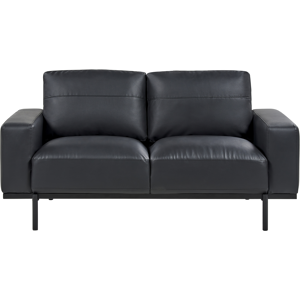 Beliani Sofa Black Faux Leather Metal Legs 156 x 87 x 72 cm 2 Seater Classic Couch Settee Living Room Modern Material:Faux Leather Size:87x72x156