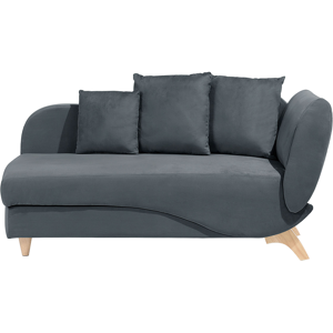 Beliani Right Hand Chaise Lounge in Dark Grey Velvet  with Storage Container Material:Velvet Size:72x77x156