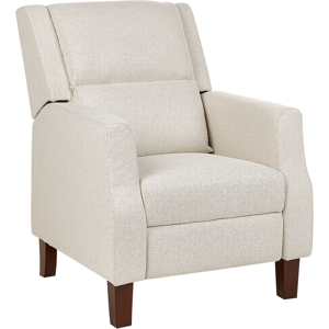 Beliani Recliner Chair Cream Beige Fabric Upholstery Push-Back Manually Adjustable Back and Footrest Retro Design Armchair Material:Polyester Size:92/141x97x75