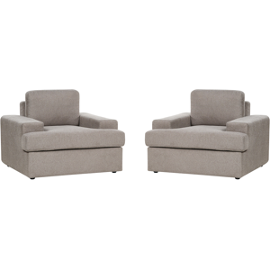 Beliani Set of 2 Armchairs Taupe Fabric Upholstered Cushioned Thickly Padded Backrest Classic Living Room Couch Material:Polyester Size:103x85x108