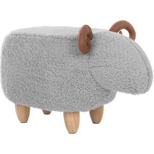 Beliani Animal Lamb Children Stool Grey Polyester Fabric Upholstered Wooden Legs Nursery Footstool Material:Polyester Size:34x36x61