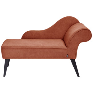 Beliani Chaise Lounge Red Polyester Fabric Upholstery Black Wood Legs Right Hand Retro Design Material:Polyester Size:60x77x118