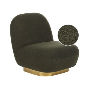 Beliani Armchair Green Boucle Fabric Soft Gold Base Contemporary Glam Art Decor Style Material:Boucle Size:70x76x62