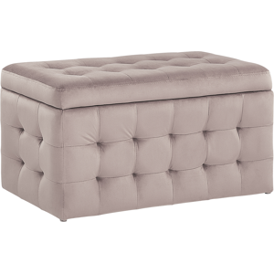 Beliani Ottoman Pink Velvet Tufted Upholstery Bedroom Bench with Storage Material:Velvet Size:42x40x72