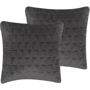 Beliani Set of 2 Decorative Cushions Grey Cotton Geometric Pattern 45 x 45 cm Square Triangle Minimalist Modern Decor Accessories Material:Cotton Size:45x10x45