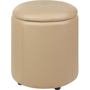 Beliani Pouffe Beige Faux Leather 40 x 38 cm with Storage Stool Glamour Material:Faux Leather Size:38x40x38