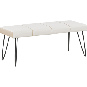 Beliani Bedroom Bench White Faux Leather Upholstery Metal Legs Modern  Material:Faux Leather Size:43x45x104