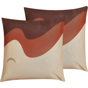 Beliani Set of 2 Decorative Cushions Multicolour  45 x 45 cm Wave Pattern Square Home Accessory Material:Polyester Size:45x6x45