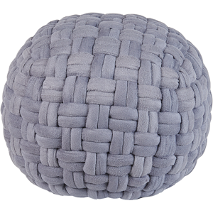 Beliani Pouffe Light Grey Cotton Basket Weave Handmade Round 45 x 35 cm EPS Filling Footstool Ottoman Material:Polyester Size:45x35x45