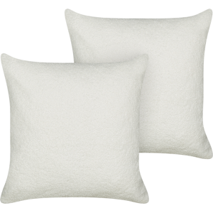 Beliani Set of 2 Decorative Cushions White Boucle 45 x 45 cm Woven Removable with Zipper Boho Decor Accessories Material:Boucle Size:45x4x45