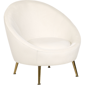 Beliani Tub Chair White Velvet 76L x 80W x 81H cm Accent Gold Legs Glam Retro Material:Velvet Size:76x81x80