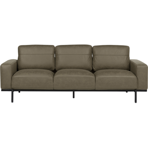 Beliani Fabric Sofa Green Metal Legs 215 x 87 x 72 cm 3 Seater Classic Couch Settee Living Room Modern Material:Polyester Size:87x72x215