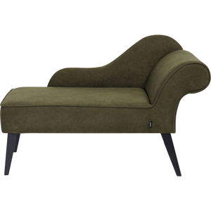 Beliani Chaise Lounge Green Polyester Fabric Upholstery Black Wood Legs Right Hand Retro Design Material:Polyester Size:60x77x118