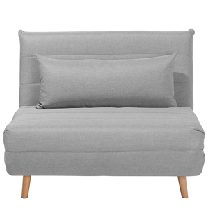 Beliani Small Sofa Bed Light Grey Fabric 1 Seater Fold-Out Sleeper Armless Scandinavian Material:Polyester Size:90/190x82x104