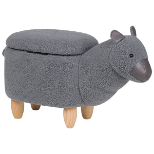 Beliani Animal Alpaca Children Stool Grey Polyester Fabric Upholstered Wooden Legs Storage Function Nursery Footstool Material:Polyester Size:30x45x65