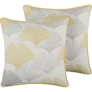 Beliani Set of 2 Decorative Cushions Multicolour Leaf Pattern 45 x 45 cm Floral Print Modern Retro Decor Accessories Material:Polyester Size:45x12x45